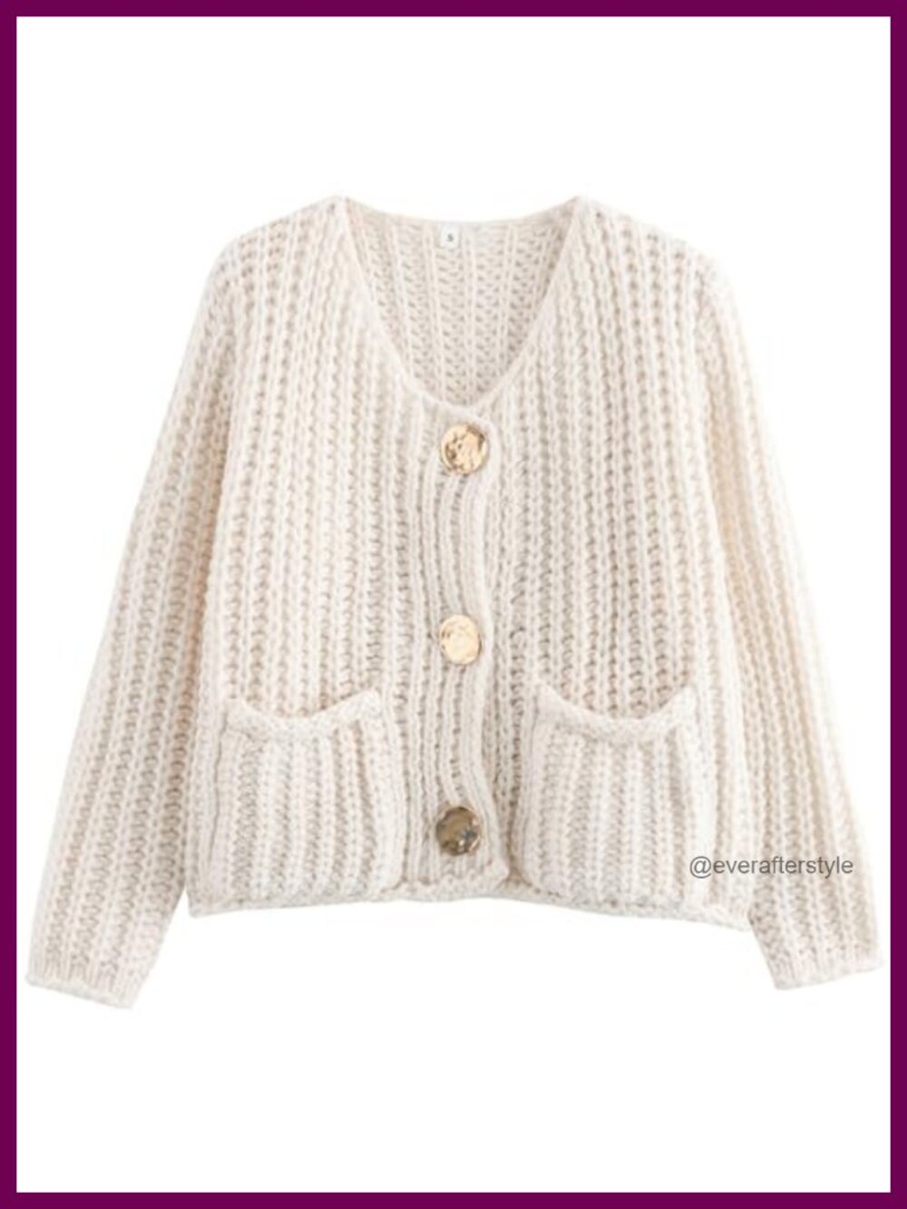 Cropped Chunky Knit Cardigan Open Front Long Sleeve Button Down Cable Knit